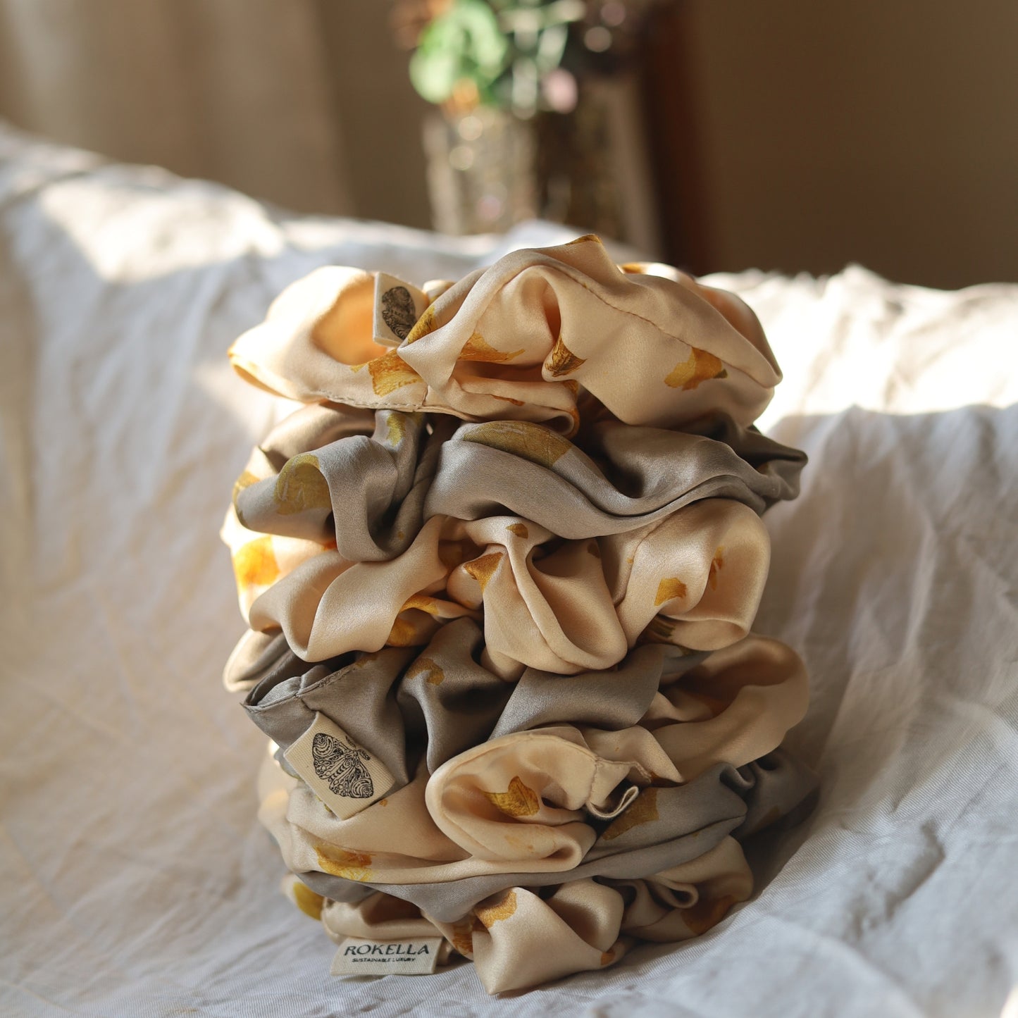 Ash Grey Terrazzo Silk Scrunchie
