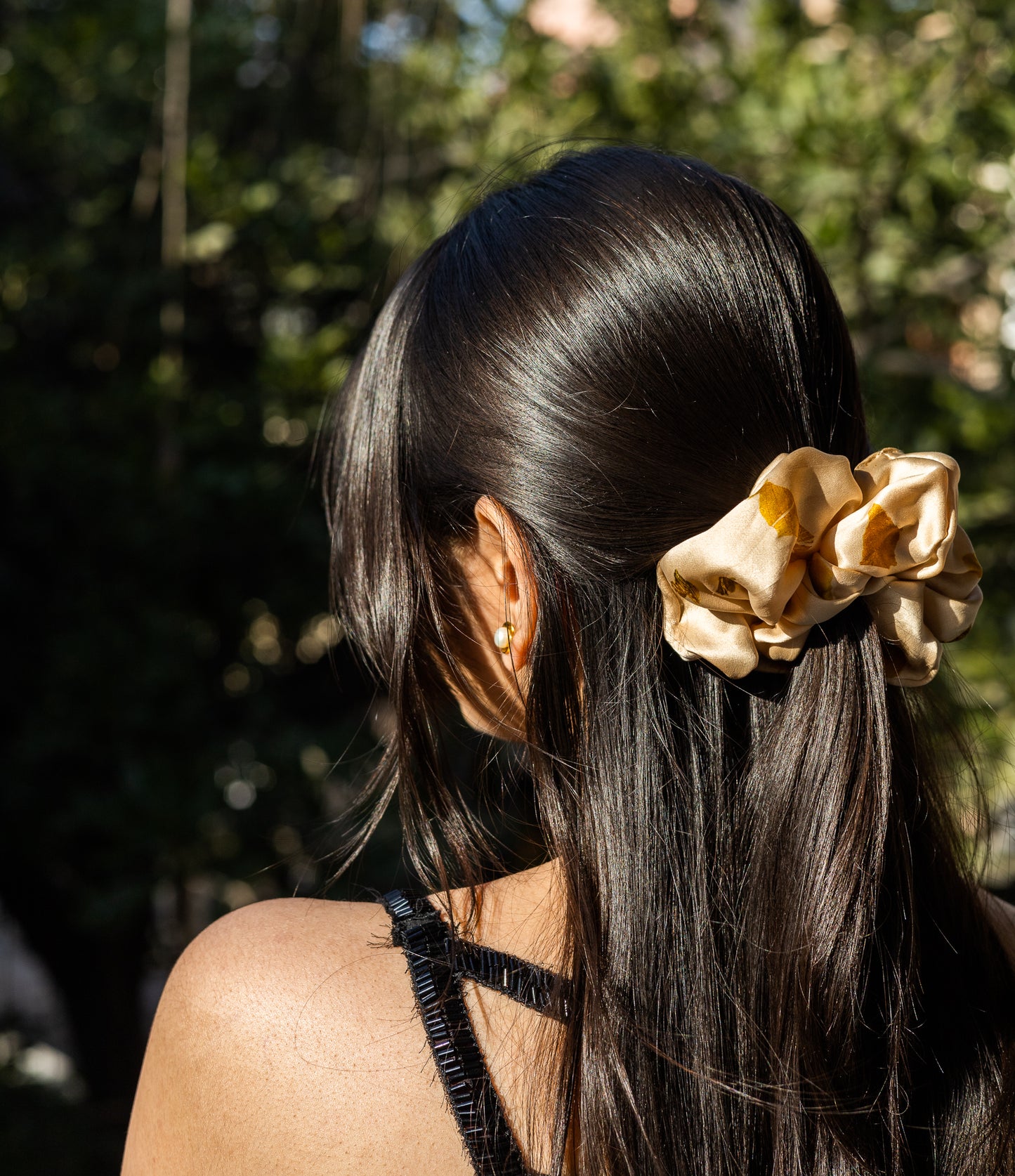 Golden Yellow Terrazzo Print Scrunchie