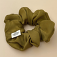 Dark Olive Vegan Silk Satin Scrunchie