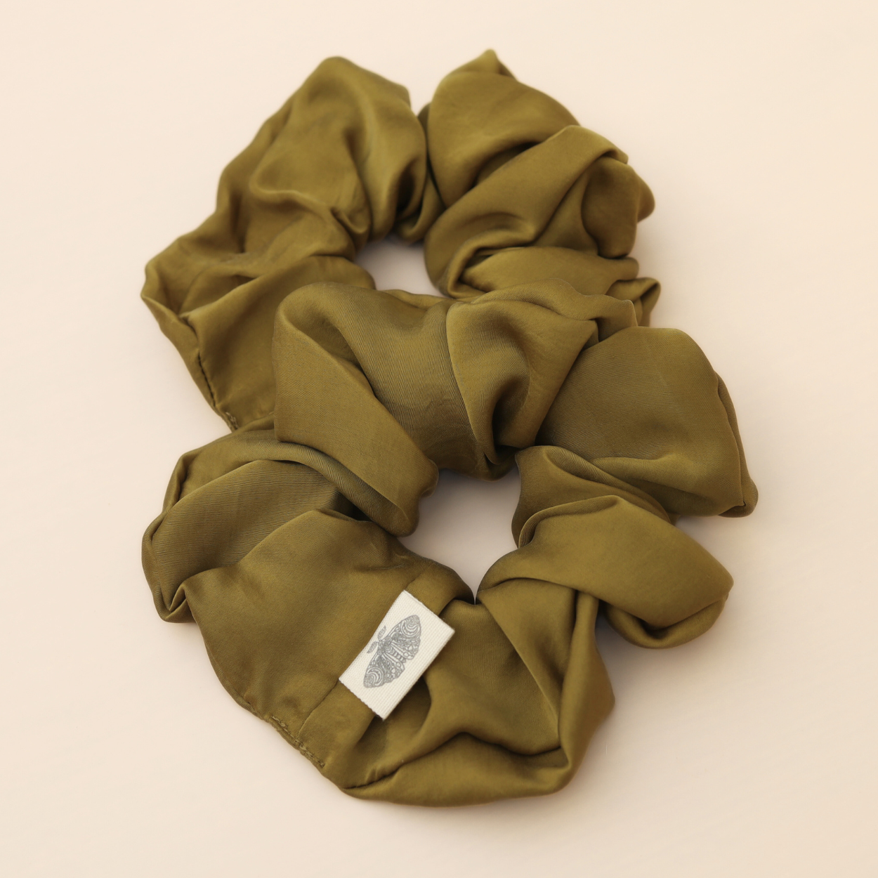 Dark Olive Vegan Silk Satin Scrunchie