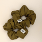 Dark Olive Vegan Silk Satin Scrunchie