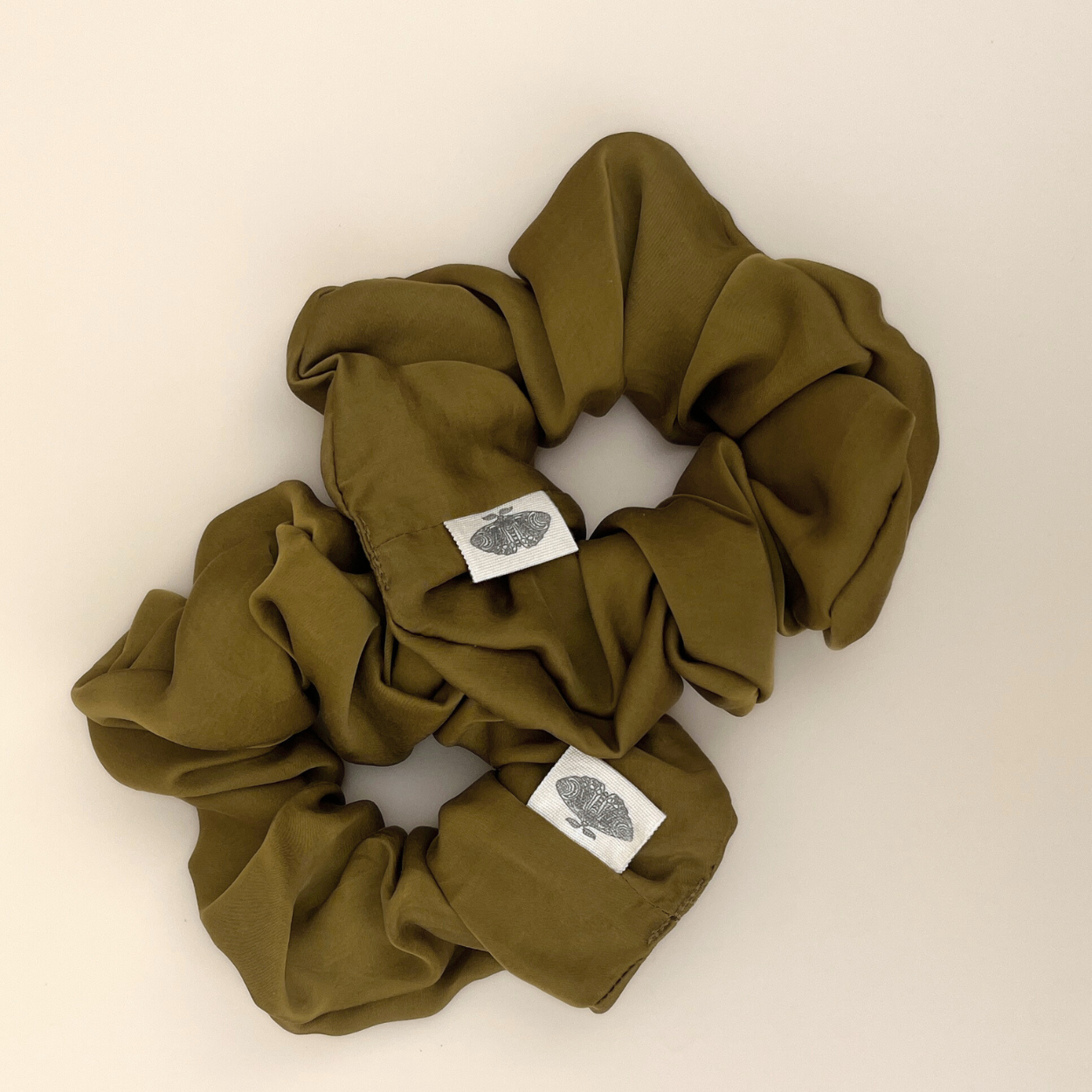 Dark Olive Vegan Silk Satin Scrunchie