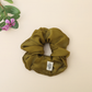 Dark Olive Vegan Silk Satin Scrunchie
