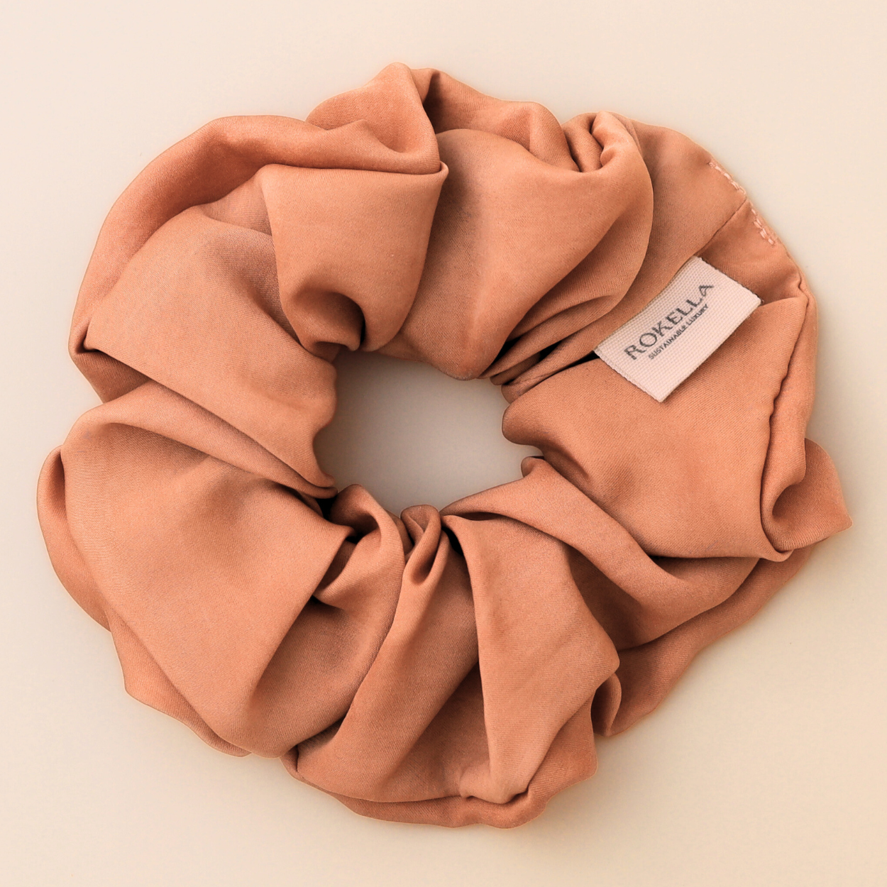 Peachy Nude Vegan Silk Scrunchie