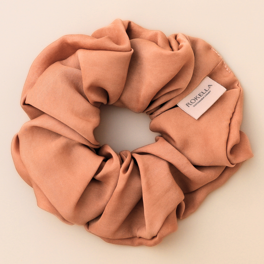 Peachy Nude Vegan Silk Scrunchie