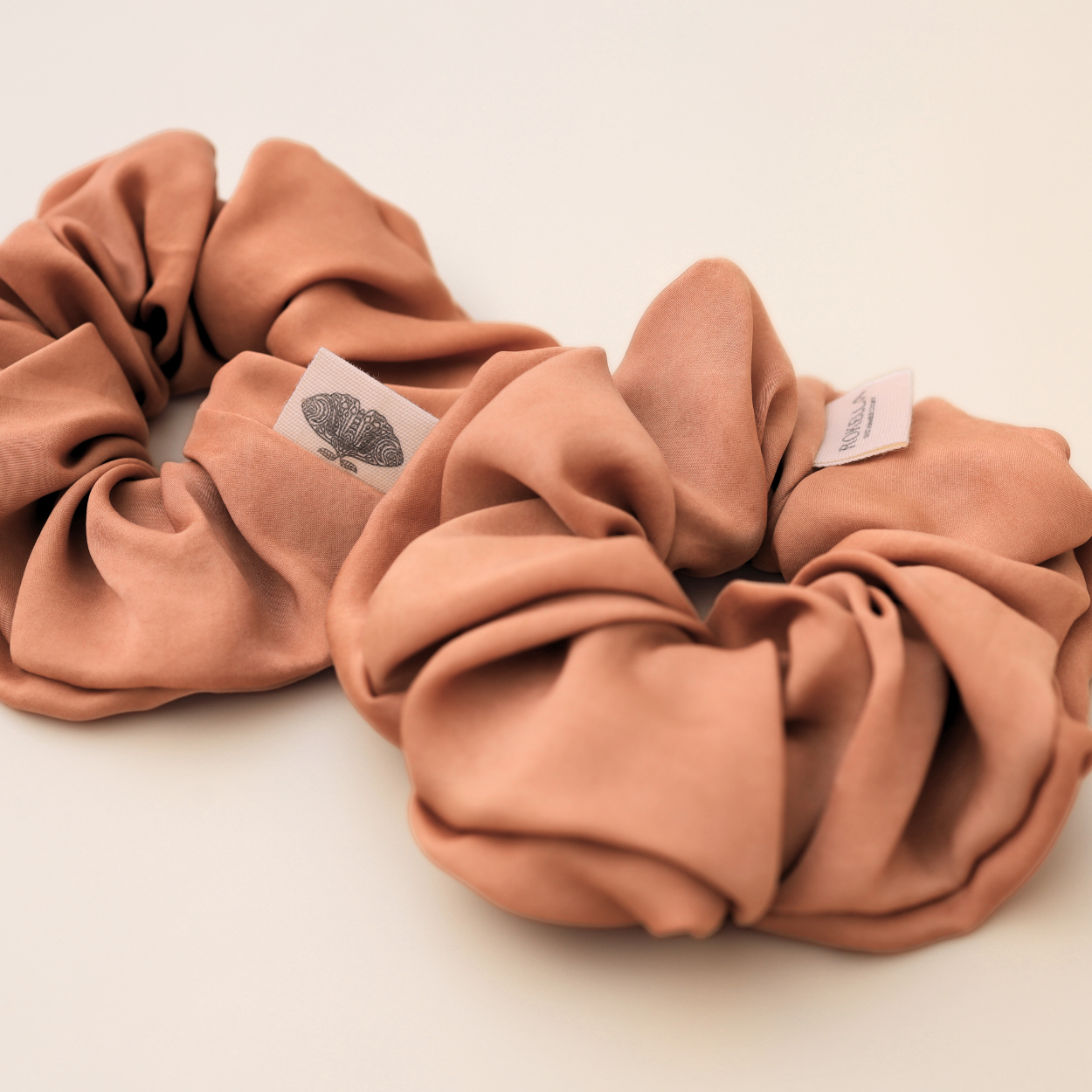 Peachy Nude Vegan Silk Scrunchie